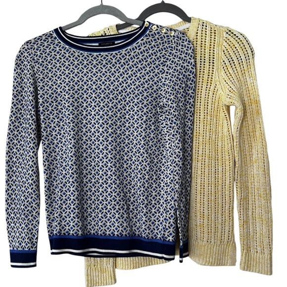 Talbots Bundle of Two Lightweight Sweaters in Blue and Yellow size Small - Picture 1 of 14